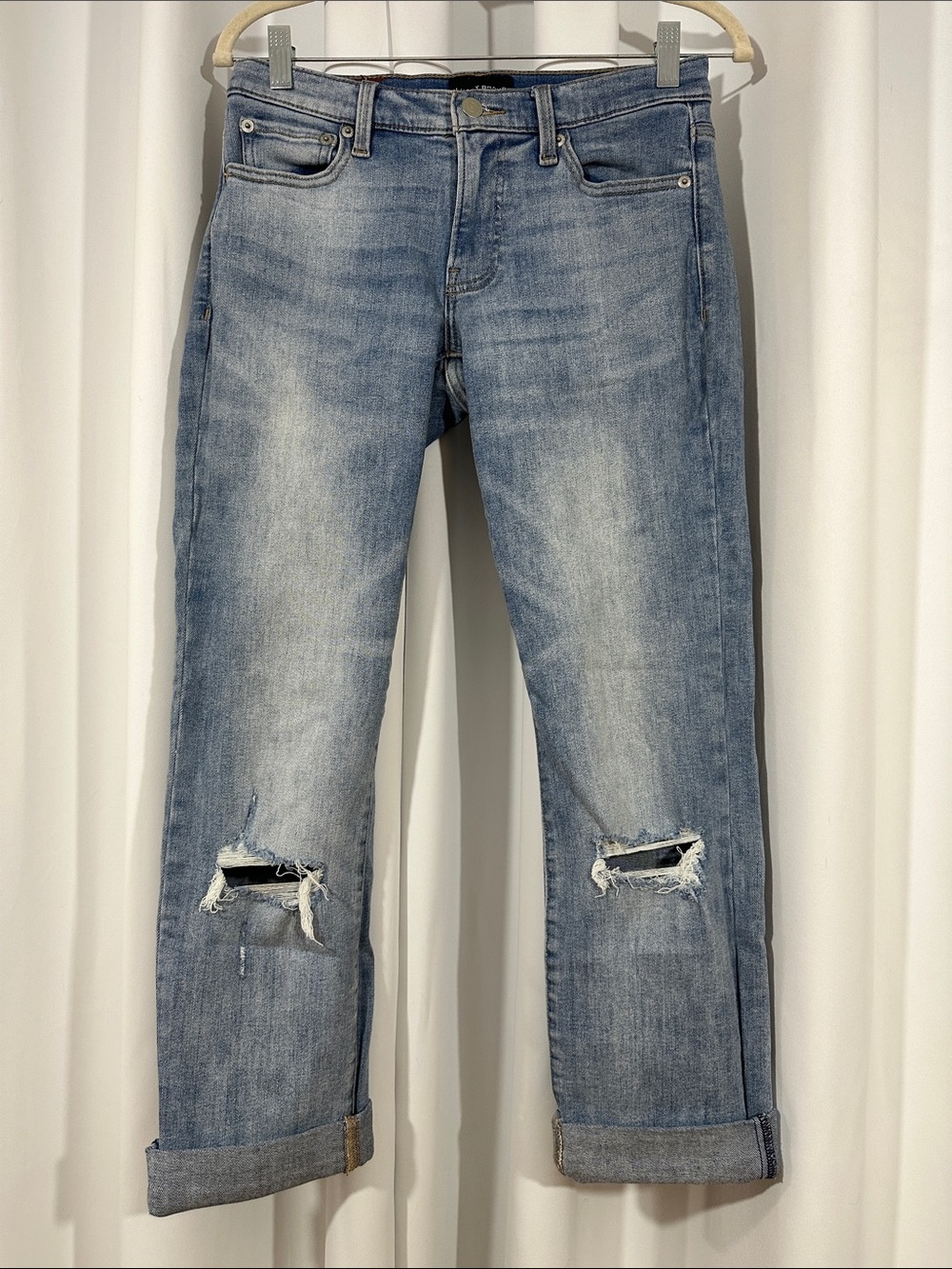 Lucky Brand Sweet Mid Rise Straight Jeans Size 4/27 Distressed Cuffed Denim